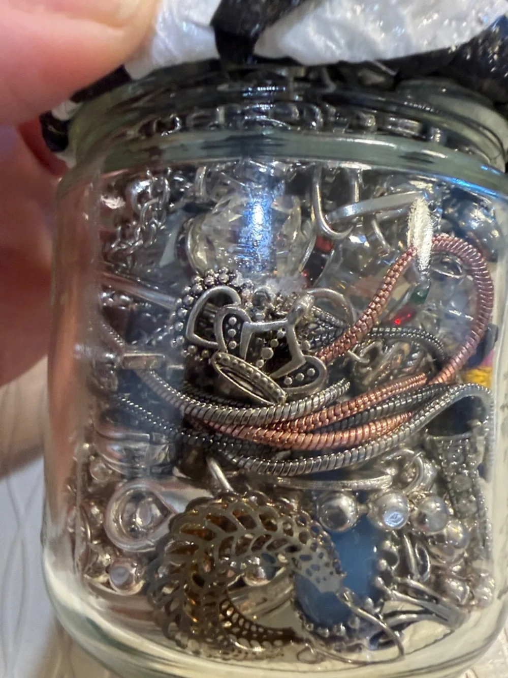 JAR of Jewels. Mixed Silver-Tone and Multicolor Necklace & Jewelry Lot - Picture 4 of 12